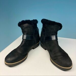 DUNE LONDON Sz 9 Moto  Style Faux Fur Lined With Straps Ankle Booties